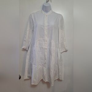 Zara Elegant White Button-Up Dress Small